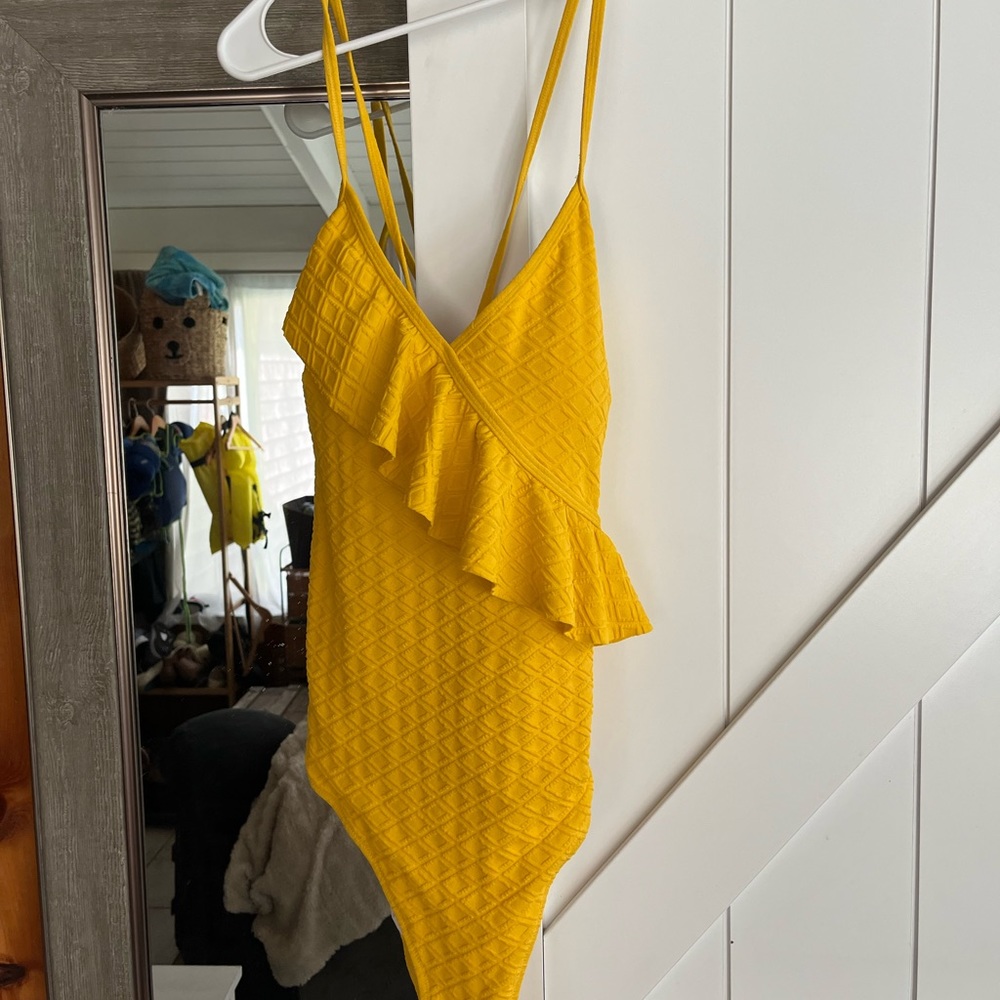 Yellow one piece bathing suit